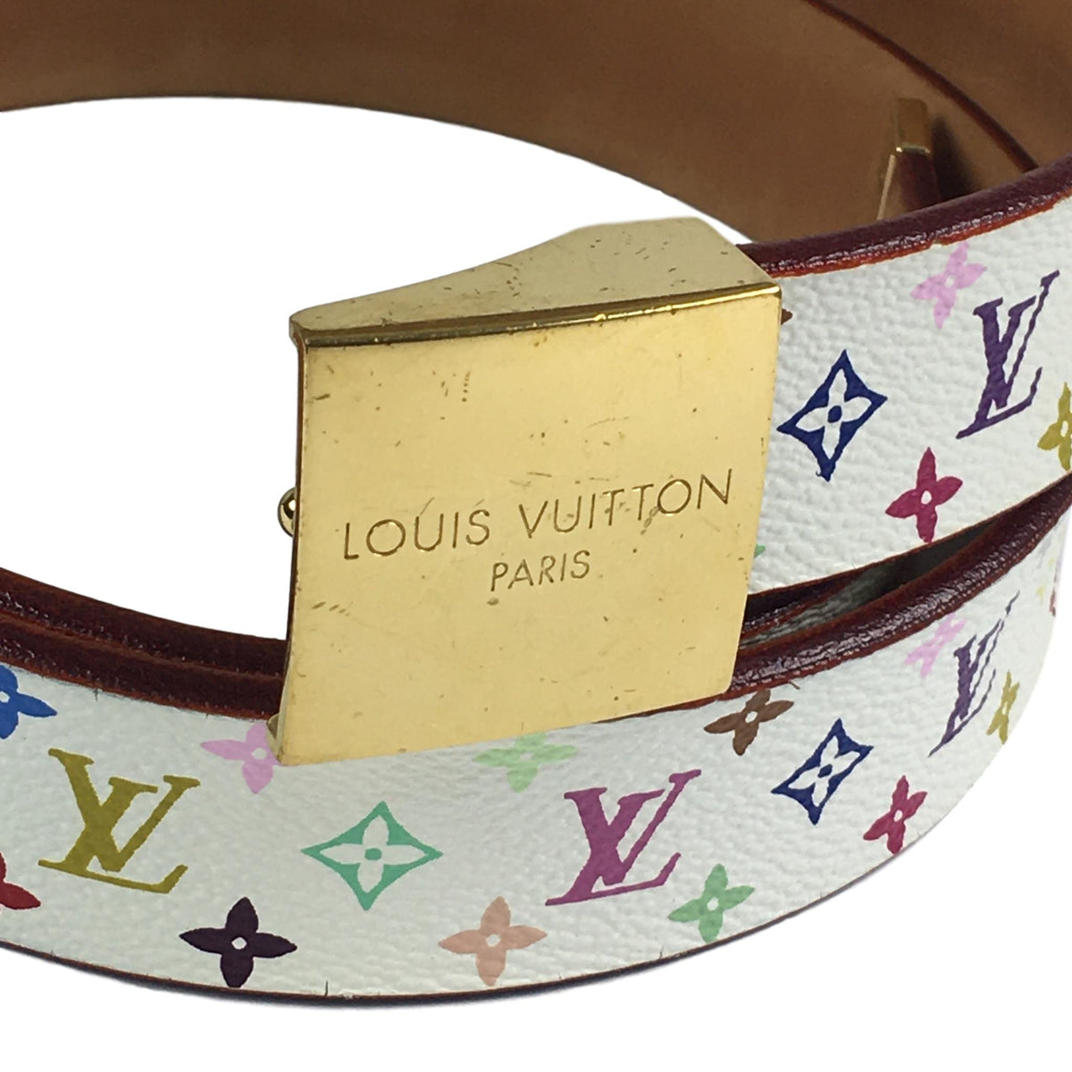 Louis Vuitton x Takashi Murakami White Multicolore 20mm Monogram Belt - 80