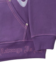 Revenge White-Purple Contrast Embroidered Zip Hoodie