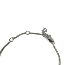 Dior Silver Spellout Rhinestone Dog Tag Bracelet