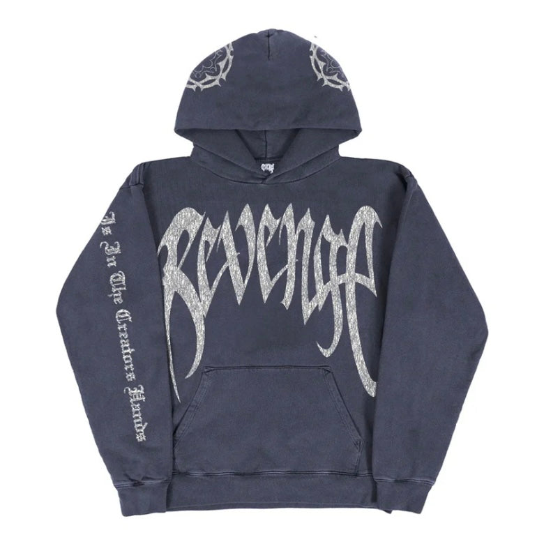 Revenge Distressed Arch Logo Navy Hoodie