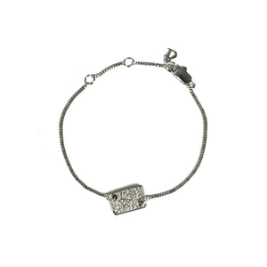 Dior Silver Spellout Rhinestone Dog Tag Bracelet