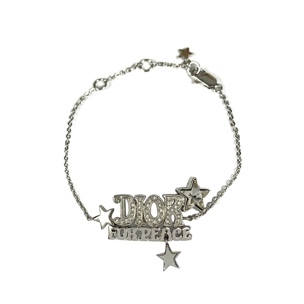 Dior For Peace Silver Rhinestone Bracelet