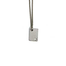 Dior Silver Spellout Rhinestone Dog Tag Necklace