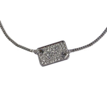 Dior Silver Spellout Rhinestone Dog Tag Bracelet