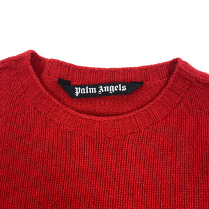 Palm Angels Classic Logo Spellout Knit Sweater, Red