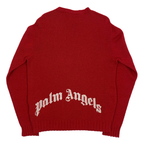 Palm Angels Classic Logo Spellout Knit Sweater, Red
