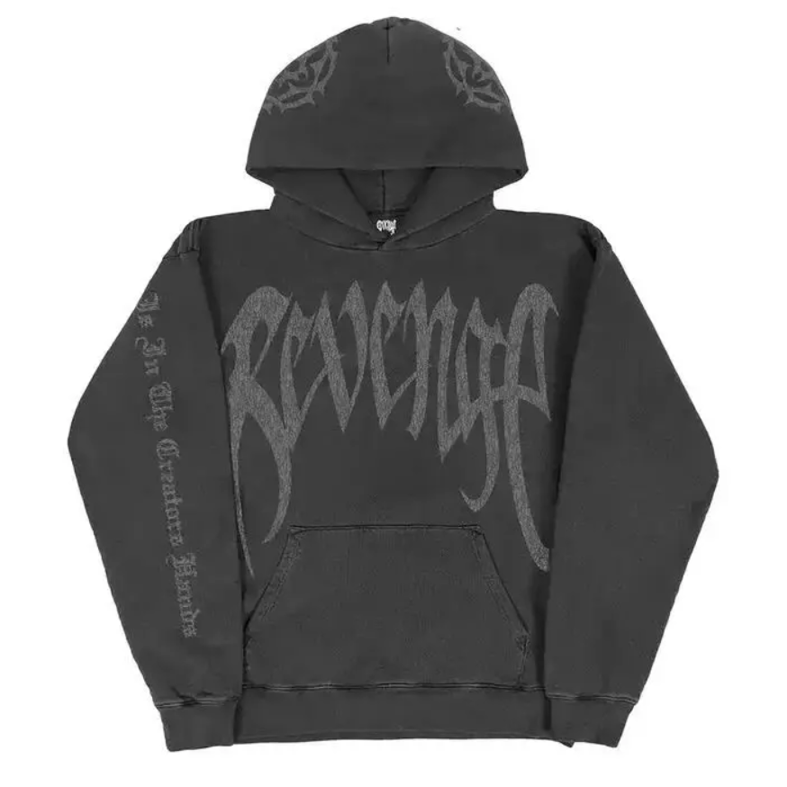 Revenge Distressed Arch Logo Black Hoodie