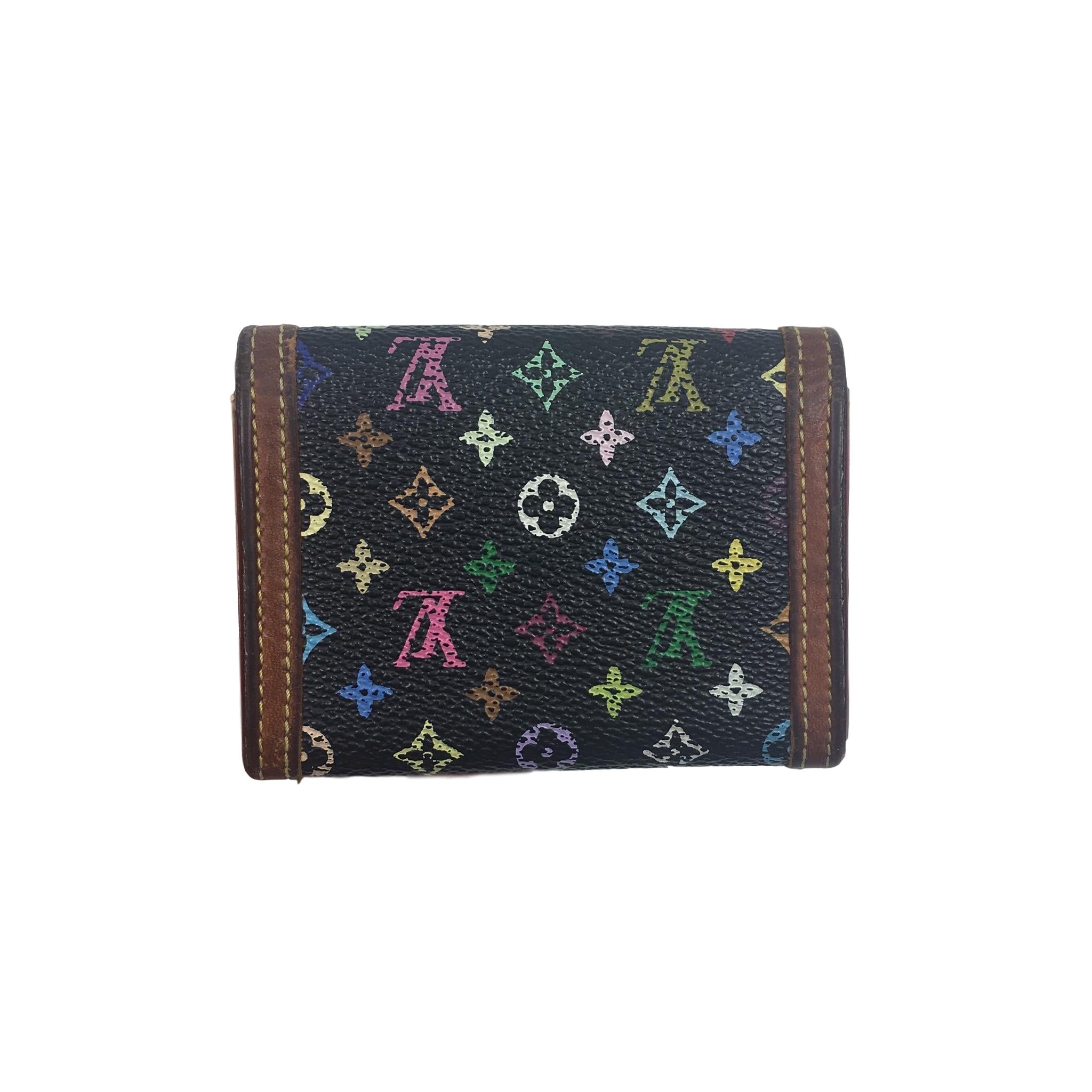 Louis Vuitton Monogram Card Holder Wallet Brown Black
