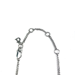 Dior Silver Rhinestone CD Bow Necklace