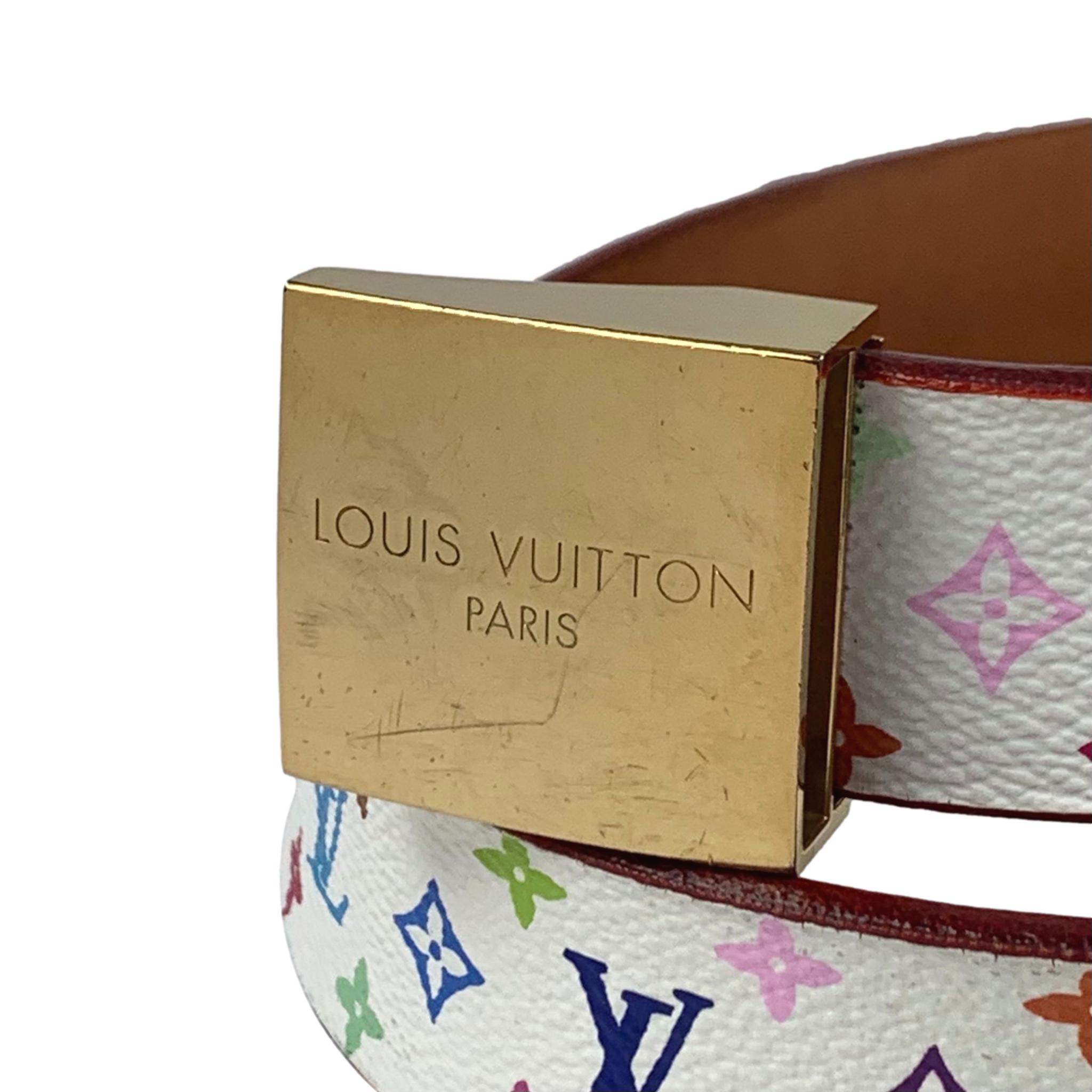 Louis Vuitton Monogram White Murakami Belt - size 80 ○ Labellov