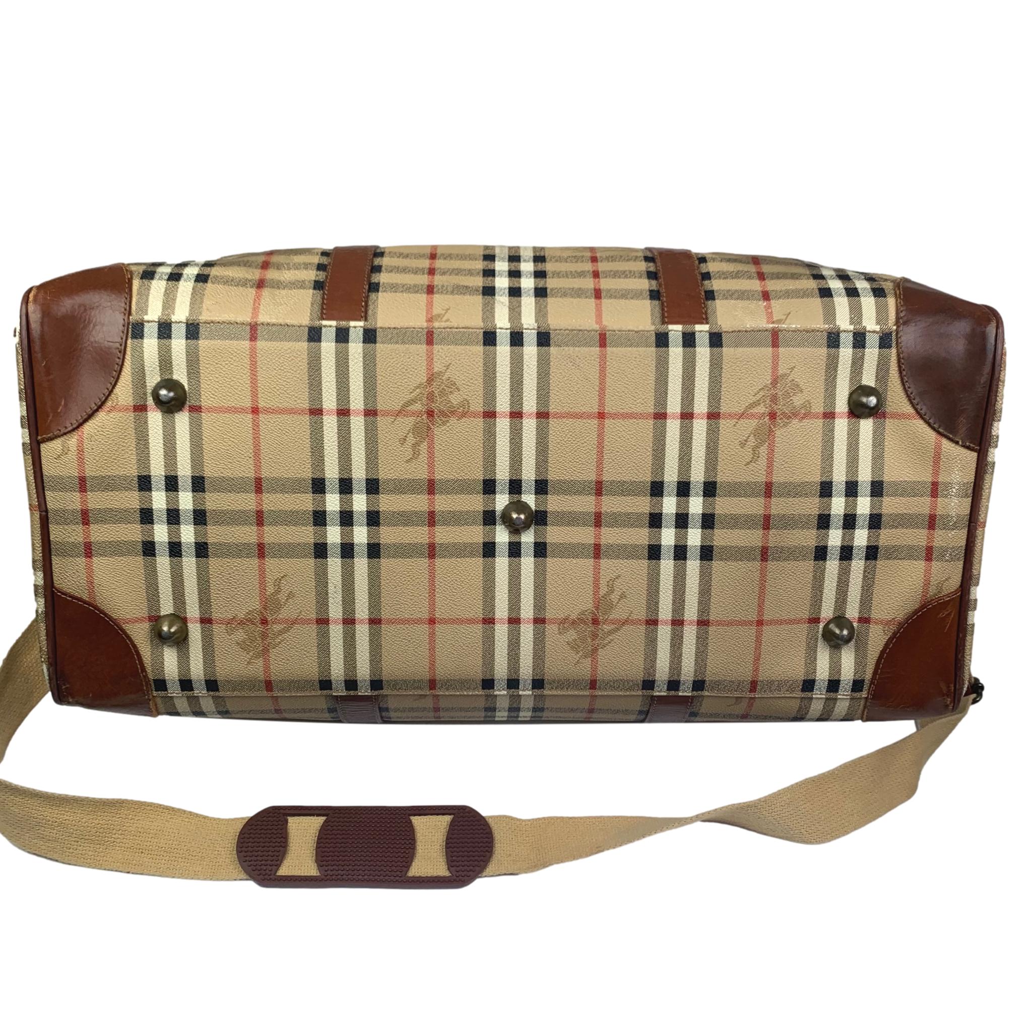 Burberry Travel Bag - Burberry Nova Check Leather Brown