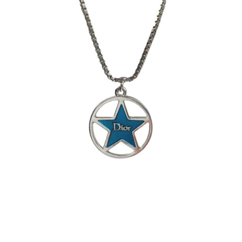 Dior Star Pendant Necklace, Silver/Blue