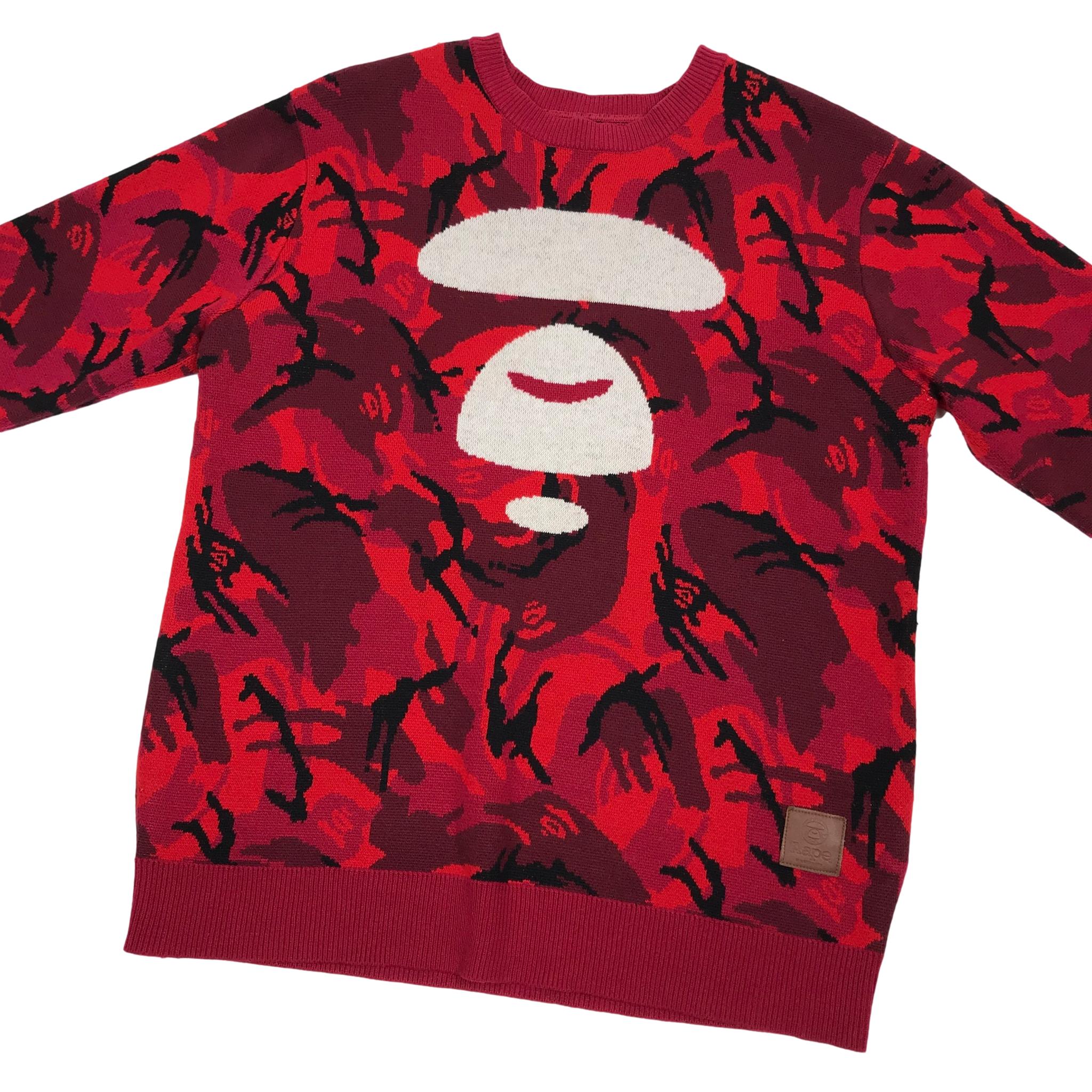 A Bathing Ape Aape Red Camo Knit Sweater – purchasegarments