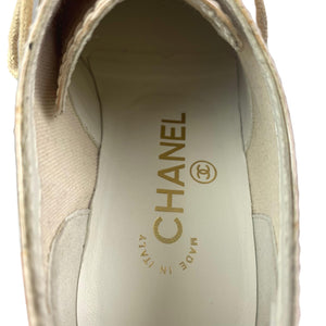Chanel Tweed Detail Brogues in Brown Tweed