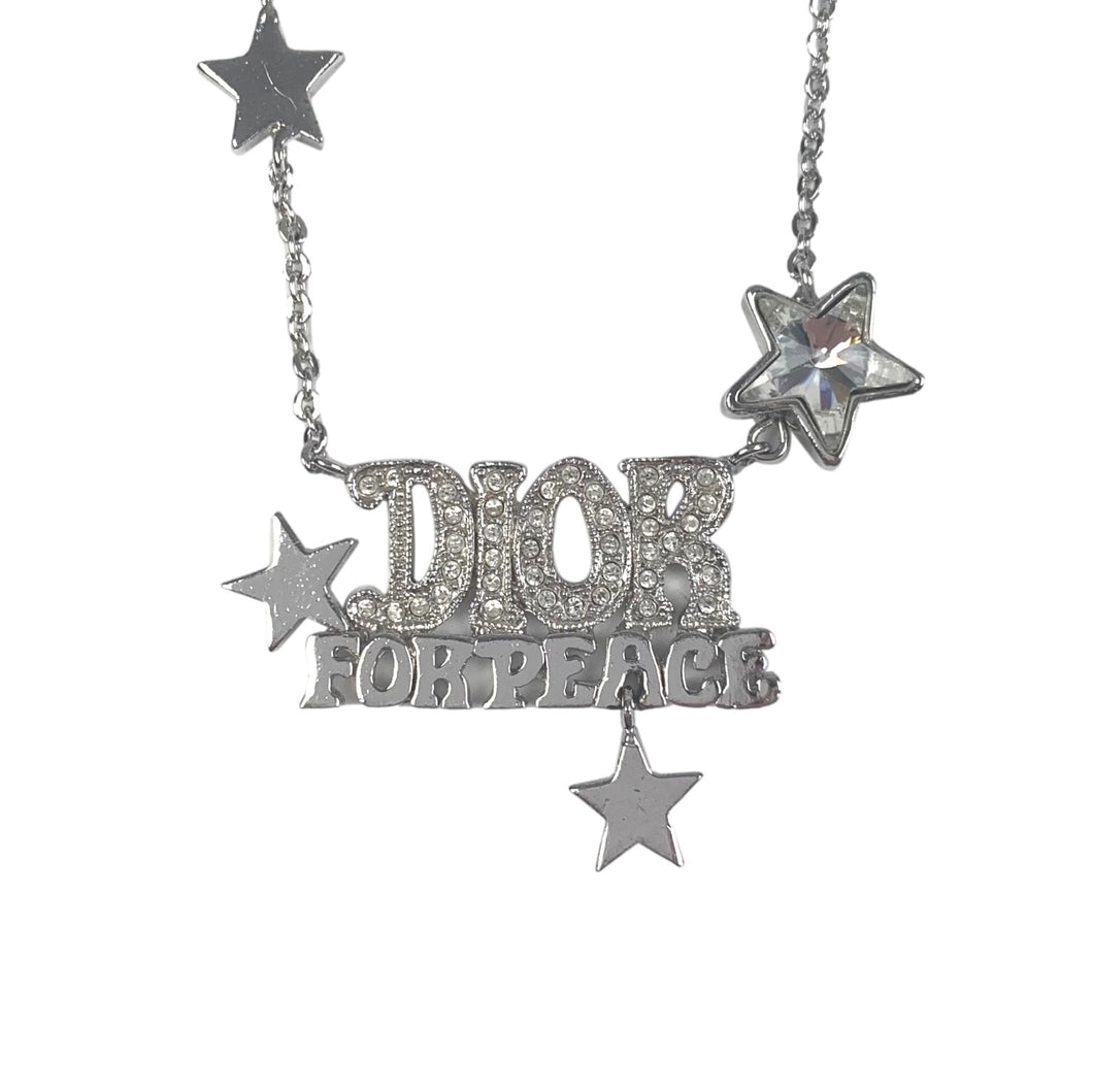 Dior For Peace Silver Rhinestone Necklace