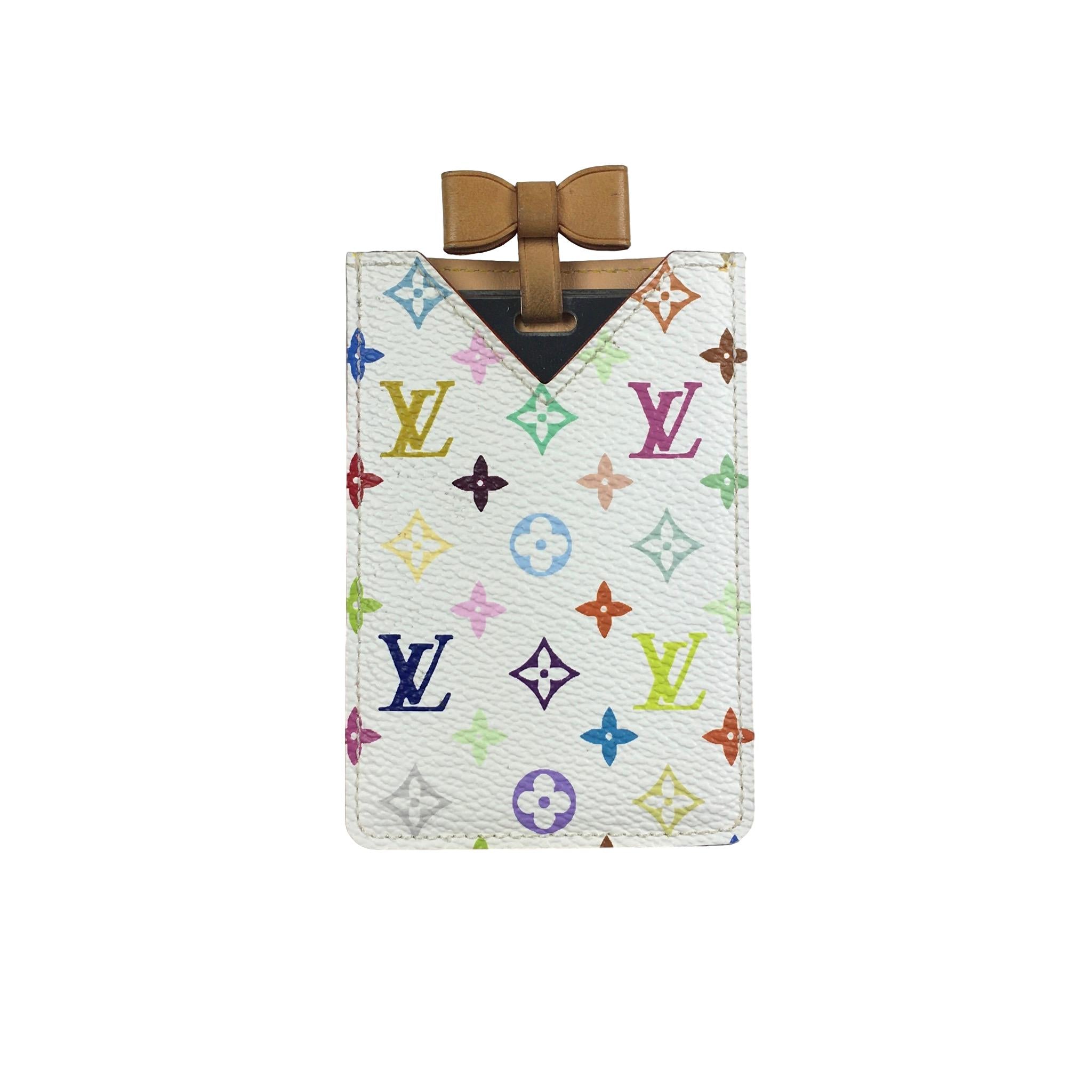 Louis Vuitton White Monogram Multicolor Card Holder or Mirror Case 27LVL1125