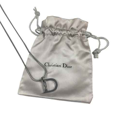 Dior 'D' Charm Necklace, Silver