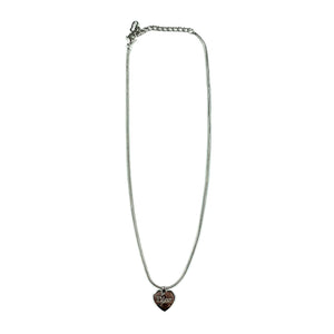 Dior Silver Heart Spellout Necklace