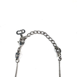 Dior Silver Spellout Rhinestone Dog Tag Necklace
