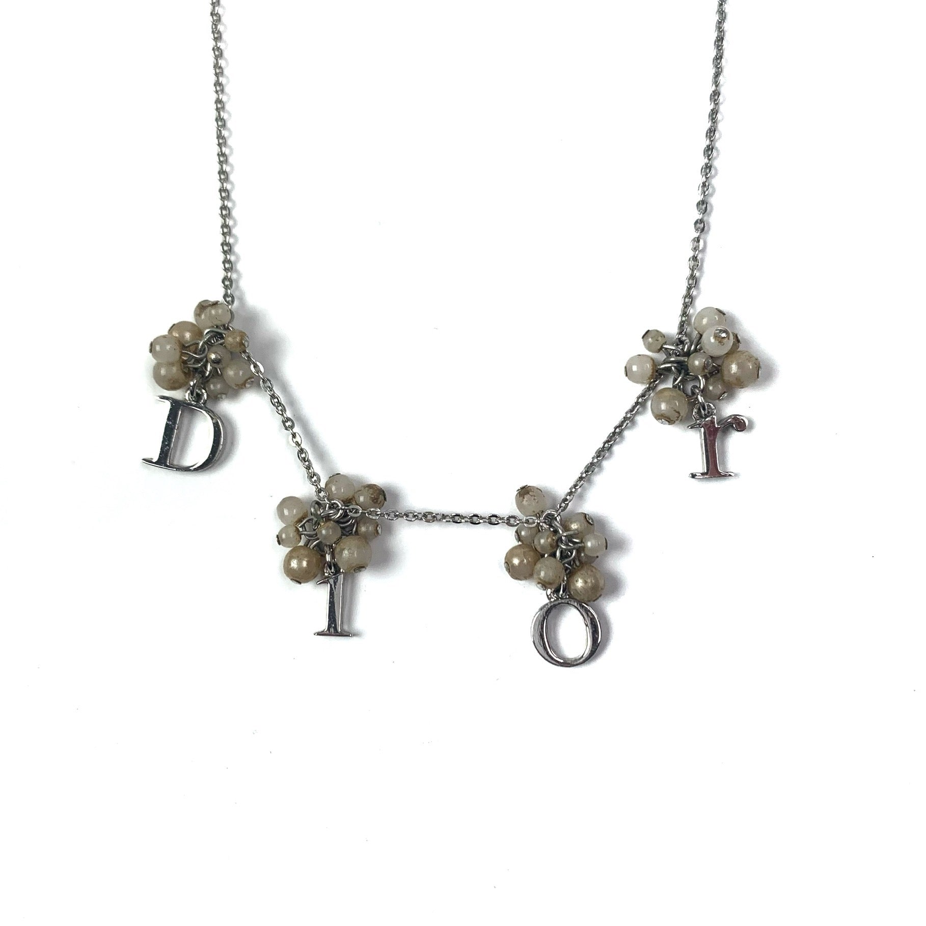 Dior, Jewelry, Dior Silver Clover Spellout Pendant Necklace