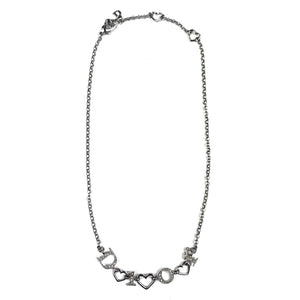Dior Spellout Silver Hearts Necklace