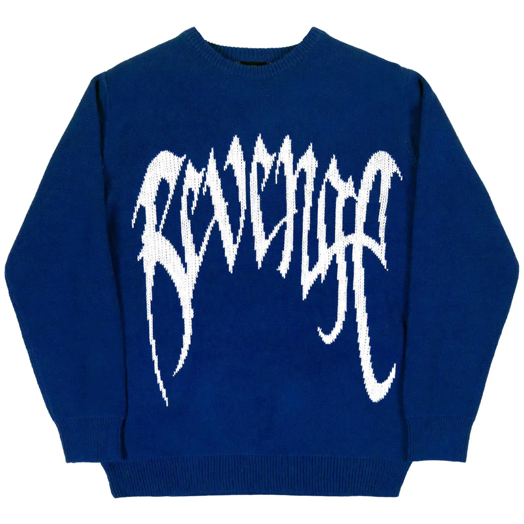 Revenge Blue Knit Logo Sweater