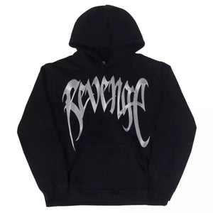 Revenge Metallic Silver/Black Embroidered French Terry Hoodie
