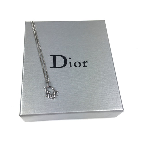 Dior Silver Monogram Logo Necklace