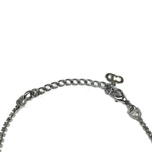 Dior Silver Spellout Rhinestone Dog Tag Bracelet