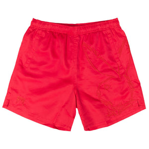 Revenge x Playboy Skull Bunny Red Embroidered Shorts